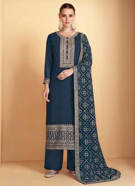 Amisha New Designer Festive Wear Georgette Salwar Suit Collection TI56 A NAVY BLUE